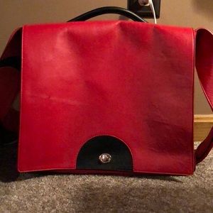 Red and black leather brief